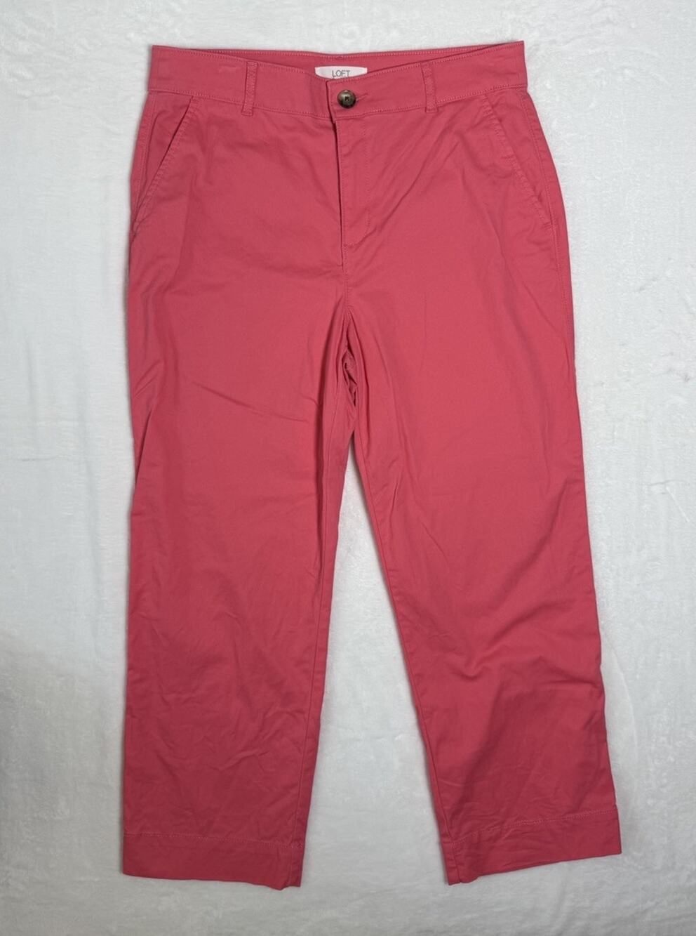 LOFT Womens Pink Crop Pants Size 10 Cotton Stretch Chino Capri Crop Casual